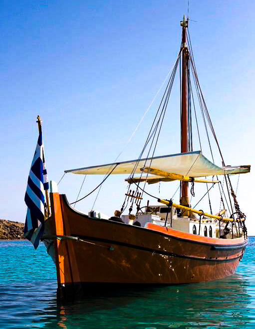 Agioi Anargyroi wooden kaiki boat